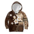 Samoa Siapo Pattern With Brown Hibiscus Kid Hoodie LT05 Hoodie Brown - Polynesian Pride