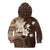 Samoa Siapo Pattern With Brown Hibiscus Kid Hoodie LT05 - Polynesian Pride