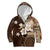 Samoa Siapo Pattern With Brown Hibiscus Kid Hoodie LT05 Zip Hoodie Brown - Polynesian Pride