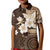 Samoa Siapo Pattern With Brown Hibiscus Kid Polo Shirt LT05 Kid Brown - Polynesian Pride