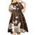 Samoa Siapo Pattern With Brown Hibiscus Kid Short Sleeve Dress LT05 - Polynesian Pride