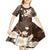 Samoa Siapo Pattern With Brown Hibiscus Kid Short Sleeve Dress LT05 - Polynesian Pride