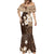 Samoa Siapo Pattern With Brown Hibiscus Mermaid Dress LT05 - Polynesian Pride