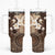Samoa Siapo Pattern With Brown Hibiscus Tumbler With Handle
