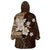 Samoa Siapo Pattern With Brown Hibiscus Wearable Blanket Hoodie LT05 - Polynesian Pride