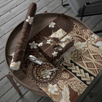 Samoa Siapo Pattern With Brown Hibiscus Wrapping Paper LT05 - Polynesian Pride