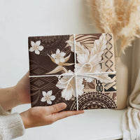 Samoa Siapo Pattern With Brown Hibiscus Wrapping Paper LT05 - Polynesian Pride