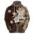 Samoa Siapo Pattern With Brown Hibiscus Zip Hoodie LT05 - Polynesian Pride