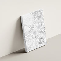 Samoa Siapo Pattern With White Hibiscus Canvas Wall Art