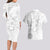 Samoa Siapo Pattern With White Hibiscus Couples Matching Long Sleeve Bodycon Dress and Hawaiian Shirt LT05 - Polynesian Pride