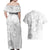 Samoa Siapo Pattern With White Hibiscus Couples Matching Off Shoulder Maxi Dress and Hawaiian Shirt LT05 - Polynesian Pride