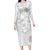 Samoa Siapo Pattern With White Hibiscus Family Matching Long Sleeve Bodycon Dress and Hawaiian Shirt LT05 Mom's Dress White - Polynesian Pride