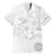 Samoa Siapo Pattern With White Hibiscus Family Matching Off Shoulder Long Sleeve Dress and Hawaiian Shirt LT05 Dad's Shirt - Short Sleeve White - Polynesian Pride