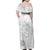 Samoa Siapo Pattern With White Hibiscus Family Matching Off Shoulder Maxi Dress and Hawaiian Shirt LT05 - Polynesian Pride