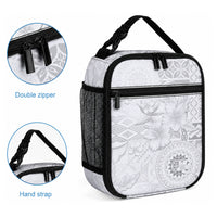 Samoa Siapo Pattern With White Hibiscus Lunch Bag