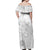 Samoa Siapo Pattern With White Hibiscus Off Shoulder Maxi Dress LT05 - Polynesian Pride