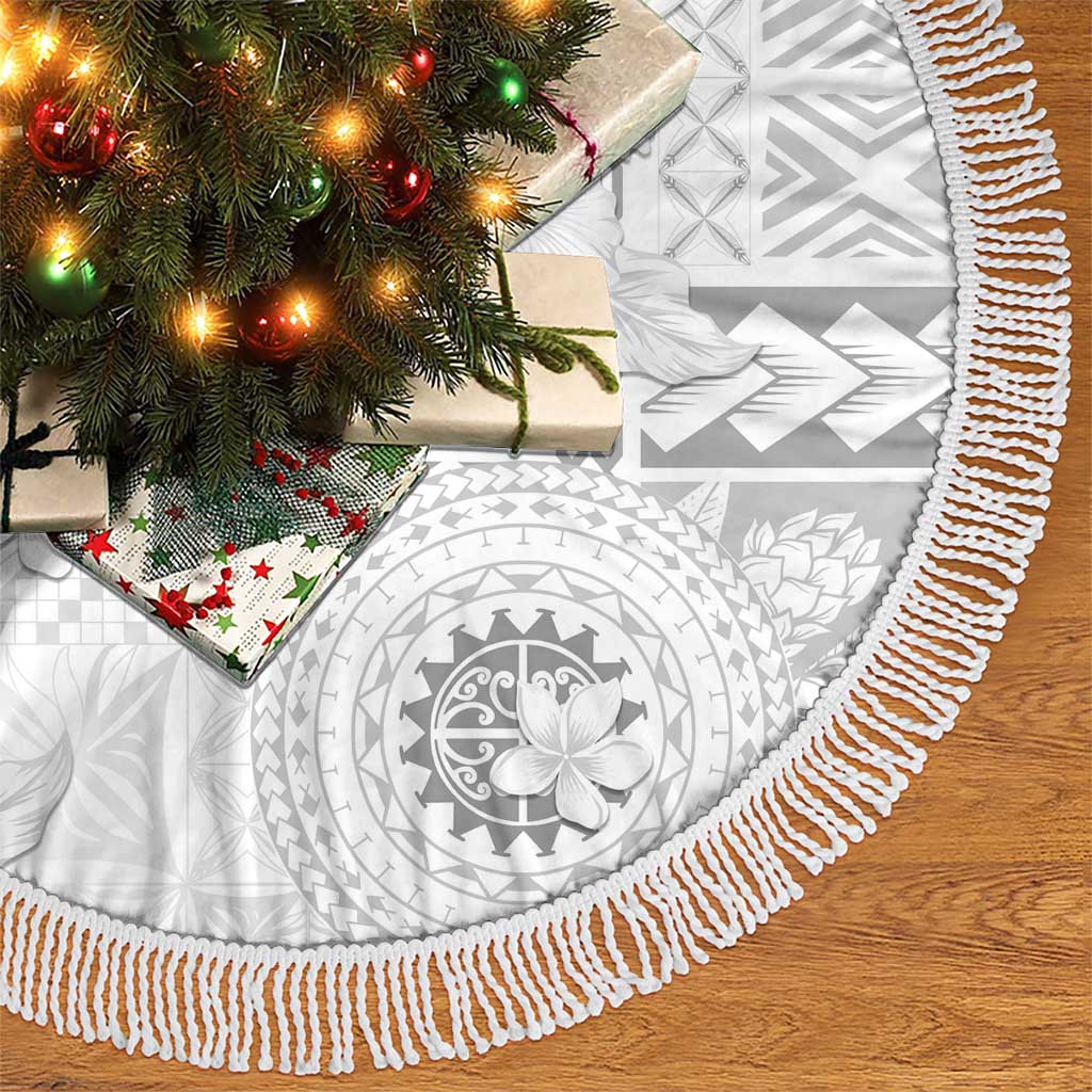 Samoa Siapo Pattern With White Hibiscus Tree Skirt