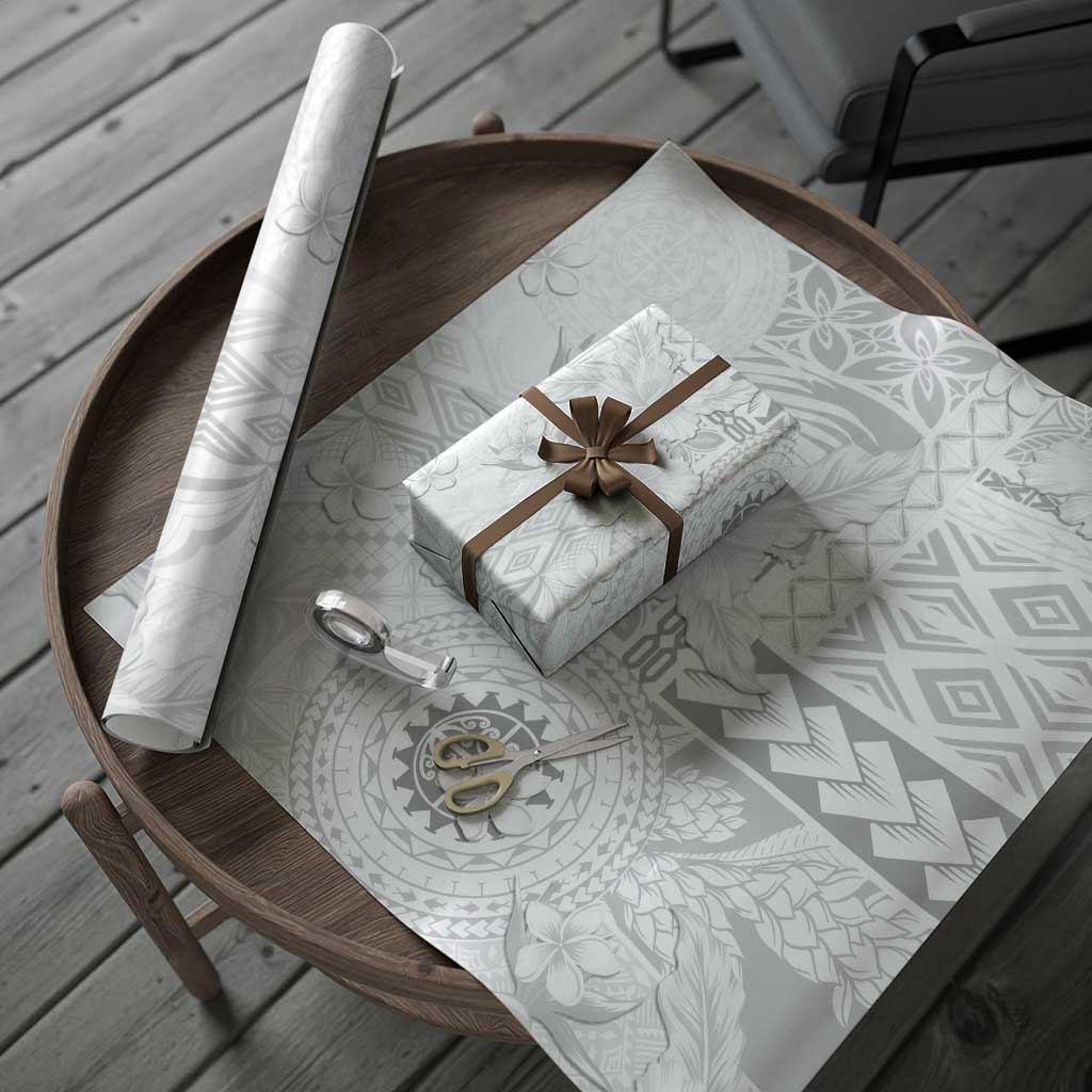 Samoa Siapo Pattern With White Hibiscus Wrapping Paper LT05 - Polynesian Pride