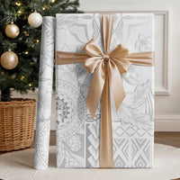 Samoa Siapo Pattern With White Hibiscus Wrapping Paper LT05 - Polynesian Pride