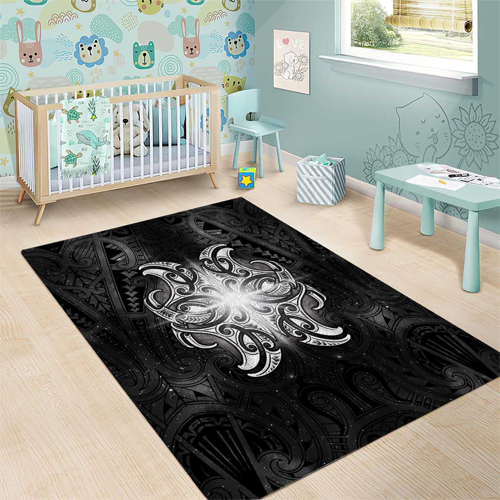 New Zealand Matariki Area Rug Maori Moko Black Galaxy LT05 - Polynesian Pride