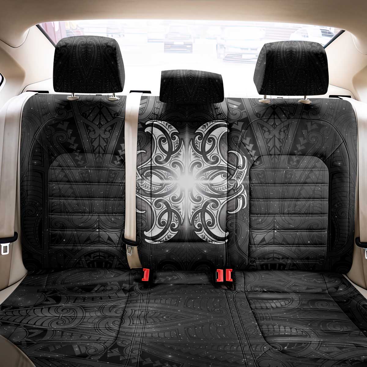 New Zealand Matariki Back Car Seat Cover Maori Moko Black Galaxy LT05 - Polynesian Pride