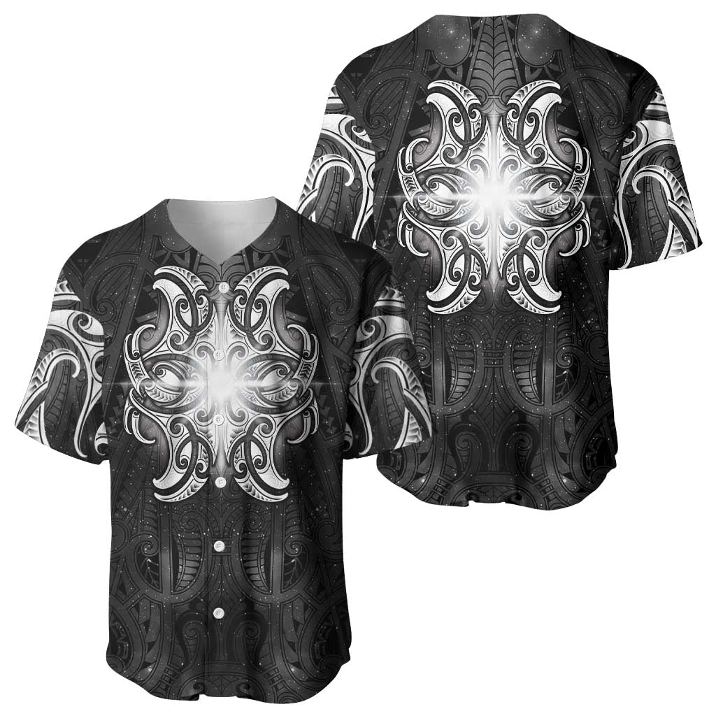 New Zealand Matariki Baseball Jersey Maori Moko Black Galaxy LT05 - Polynesian Pride