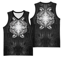 New Zealand Matariki Basketball Jersey Maori Moko Black Galaxy LT05 - Polynesian Pride