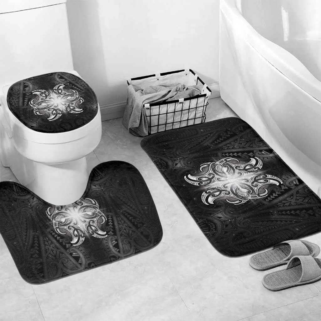 New Zealand Matariki Bathroom Set Maori Moko Black Galaxy LT05 Mat Set Only (3 pcs) One Size Black - Polynesian Pride
