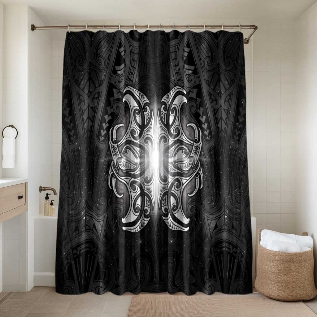 New Zealand Matariki Bathroom Set Maori Moko Black Galaxy LT05 Shower Curtain Only Black - Polynesian Pride