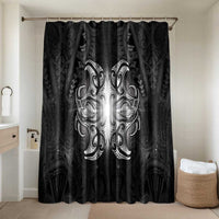 New Zealand Matariki Bathroom Set Maori Moko Black Galaxy LT05 Shower Curtain Only Black - Polynesian Pride