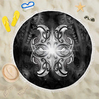 New Zealand Matariki Beach Blanket Maori Moko Black Galaxy LT05 One Size 150cm Black - Polynesian Pride
