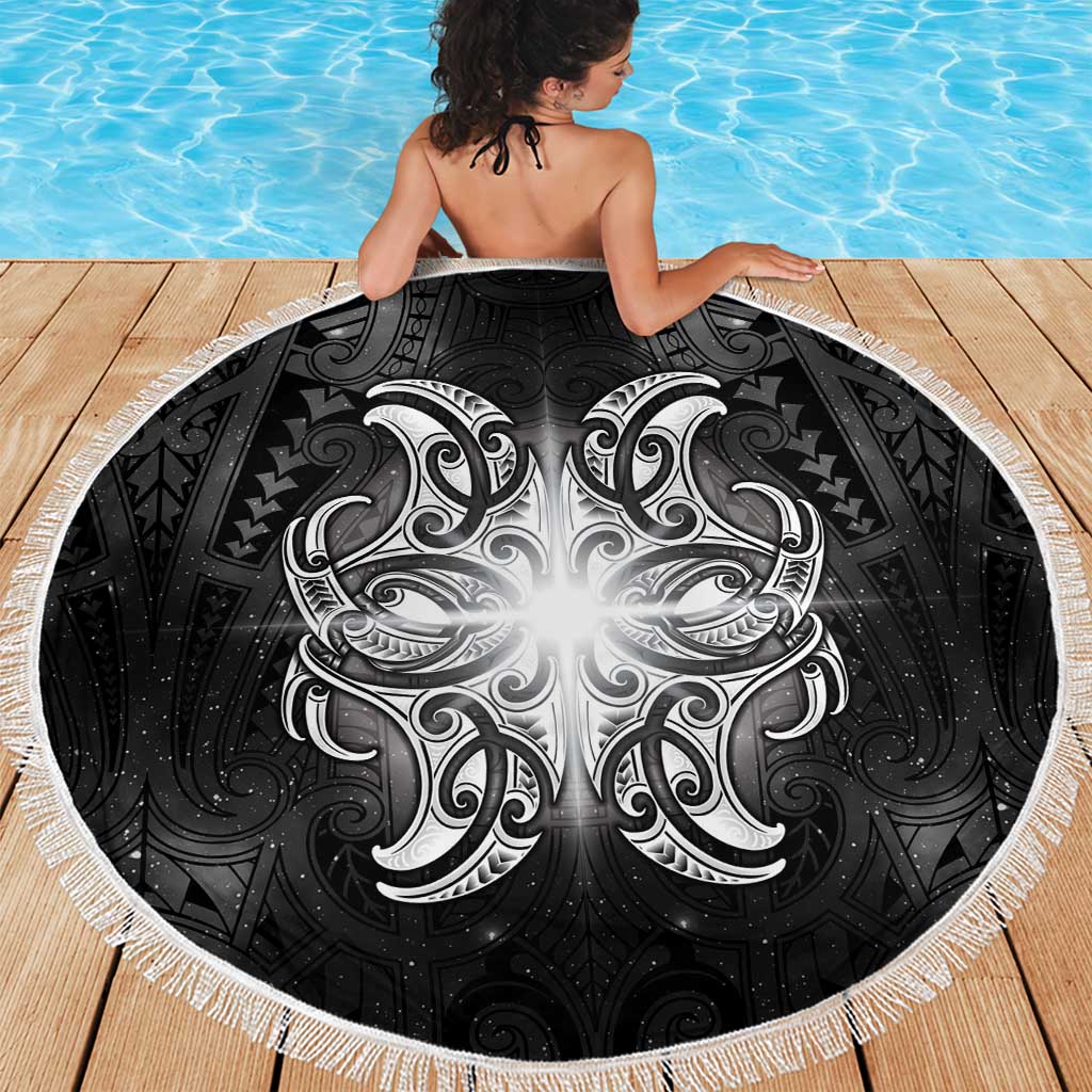 New Zealand Matariki Beach Blanket Maori Moko Black Galaxy LT05 - Polynesian Pride