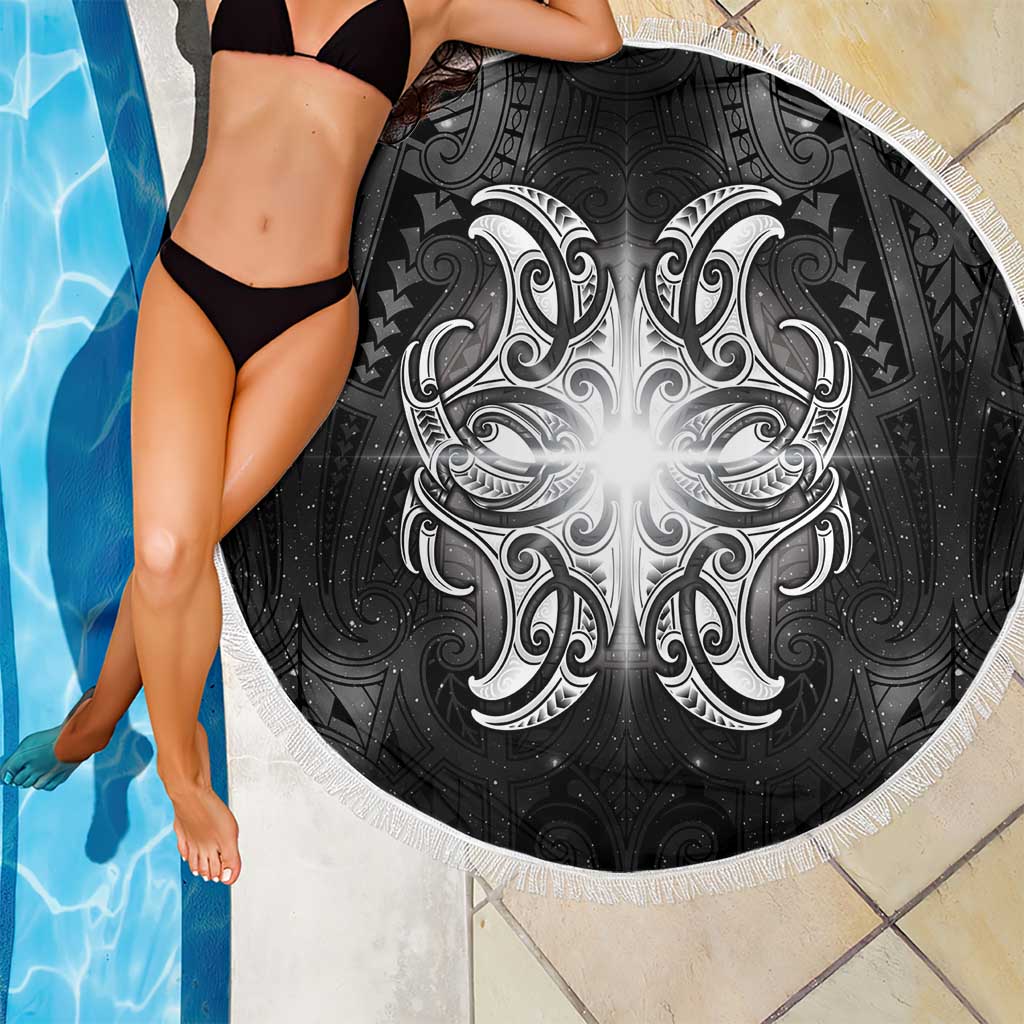 New Zealand Matariki Beach Blanket Maori Moko Black Galaxy LT05 - Polynesian Pride