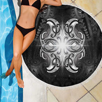 New Zealand Matariki Beach Blanket Maori Moko Black Galaxy LT05 - Polynesian Pride