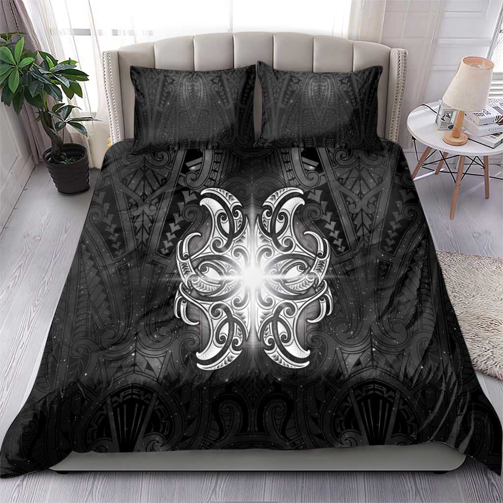 New Zealand Matariki Bedding Set Maori Moko Black Galaxy LT05 - Polynesian Pride