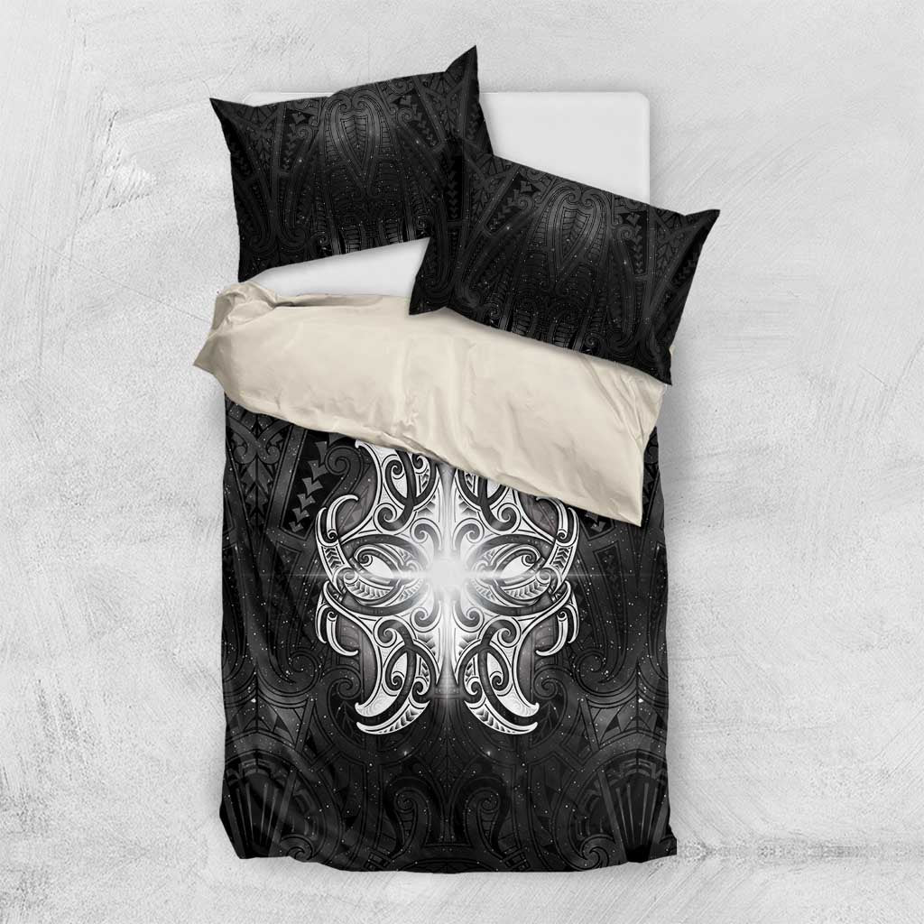 New Zealand Matariki Bedding Set Maori Moko Black Galaxy LT05 US Twin 172cm x 218cm Black - Polynesian Pride
