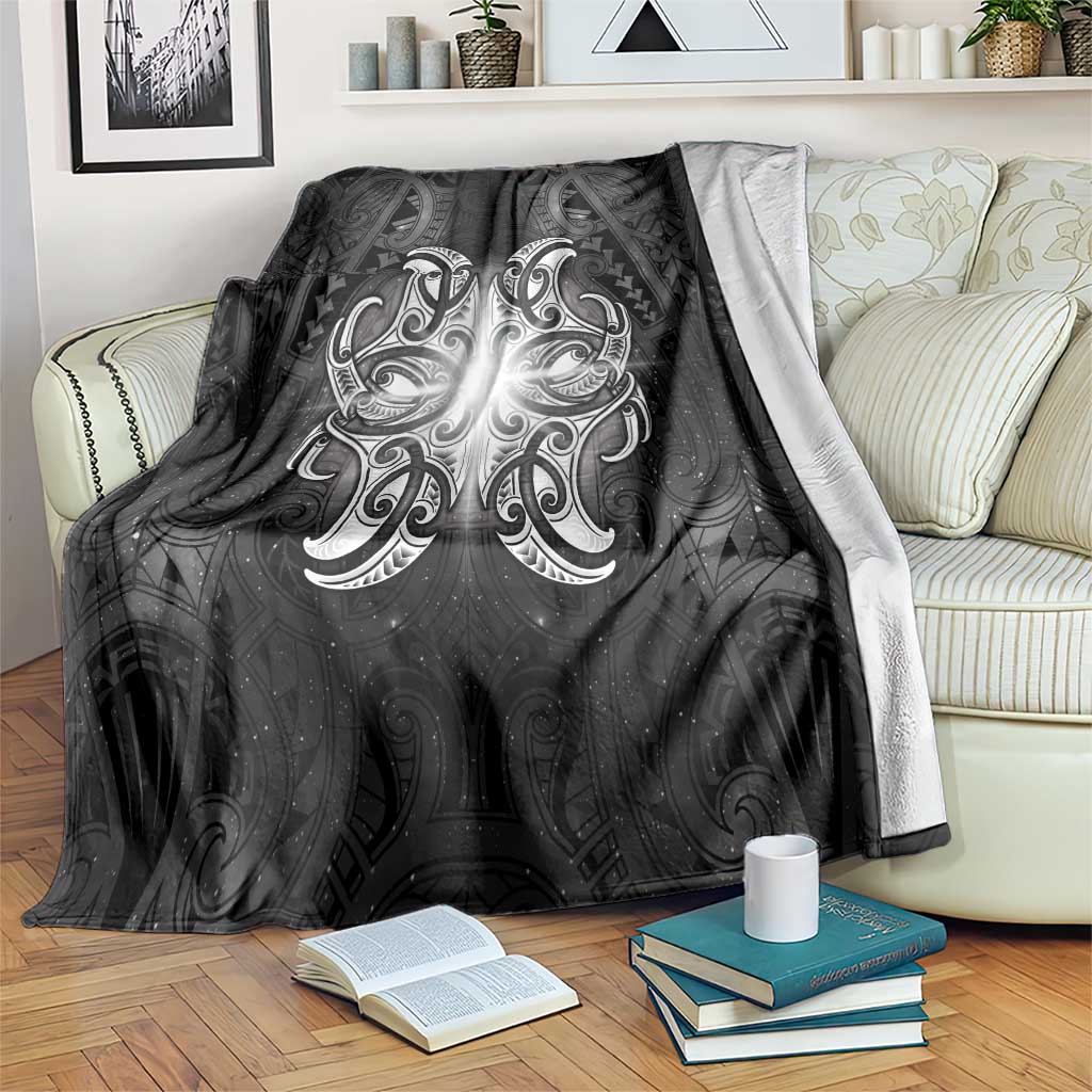 New Zealand Matariki Blanket Maori Moko Black Galaxy LT05 Black - Polynesian Pride
