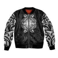 New Zealand Matariki Bomber Jacket Maori Moko Black Galaxy LT05 Unisex Black - Polynesian Pride