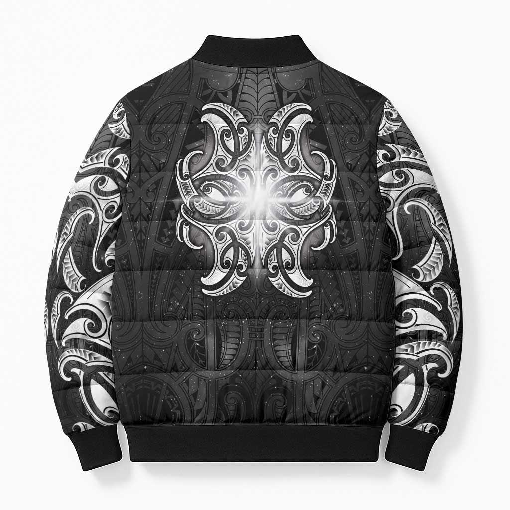 New Zealand Matariki Bomber Puffer Jacket Maori Moko Black Galaxy LT05 - Polynesian Pride