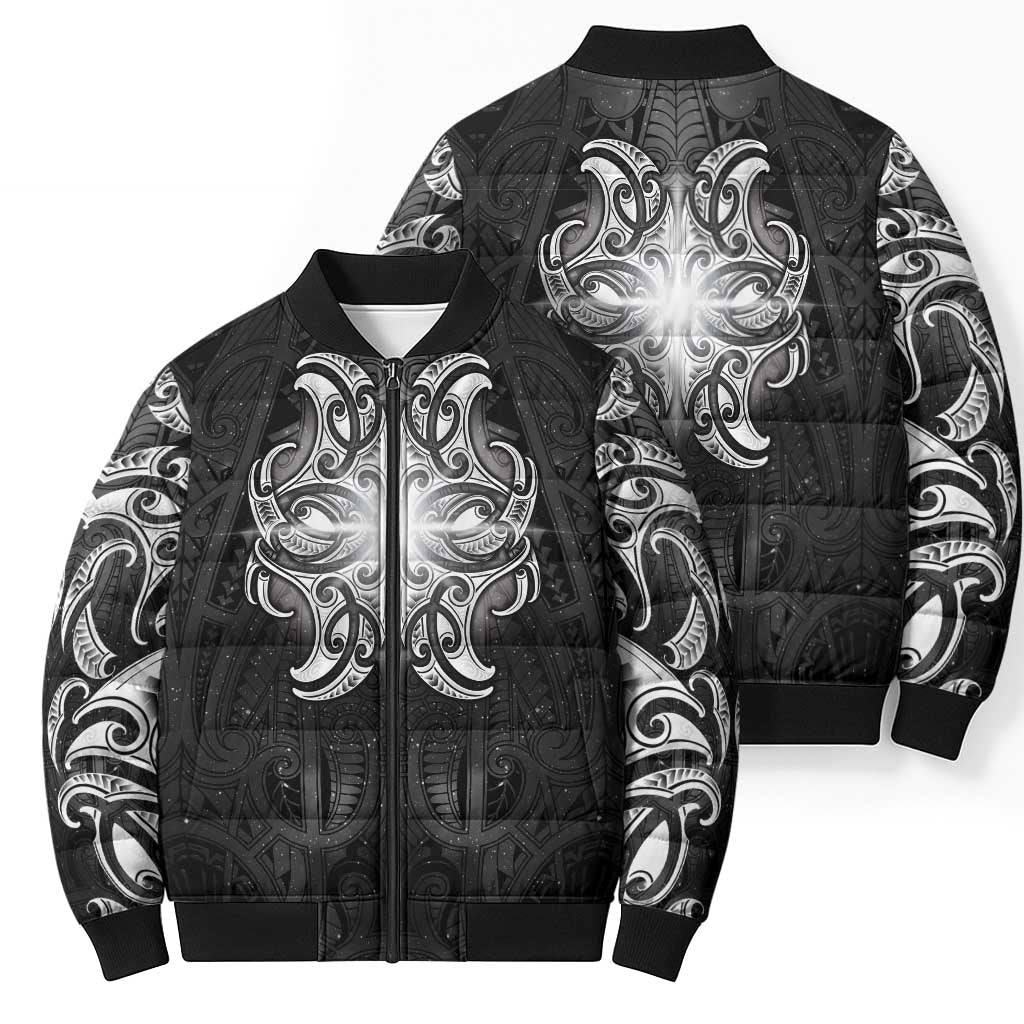 New Zealand Matariki Bomber Puffer Jacket Maori Moko Black Galaxy LT05 - Polynesian Pride