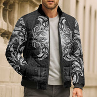 New Zealand Matariki Bomber Puffer Jacket Maori Moko Black Galaxy LT05 - Polynesian Pride