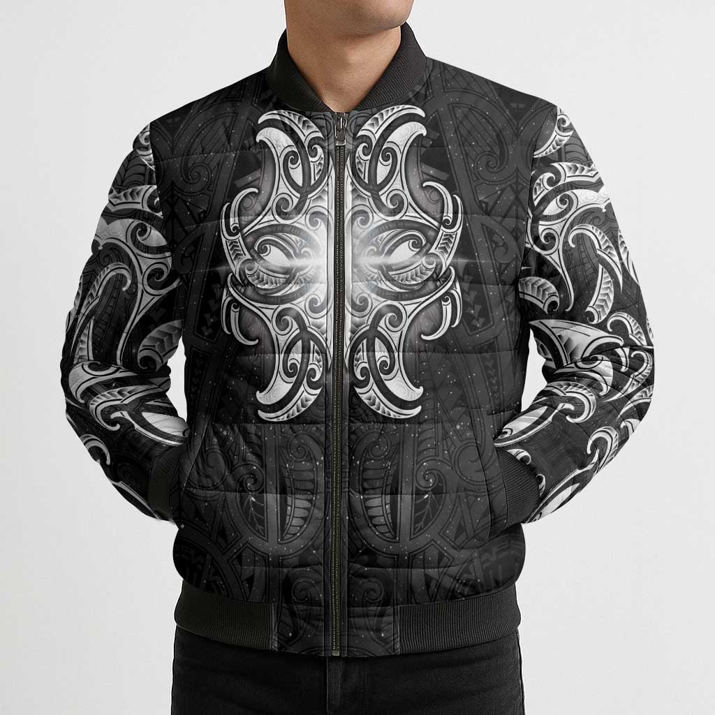 New Zealand Matariki Bomber Puffer Jacket Maori Moko Black Galaxy LT05 - Polynesian Pride