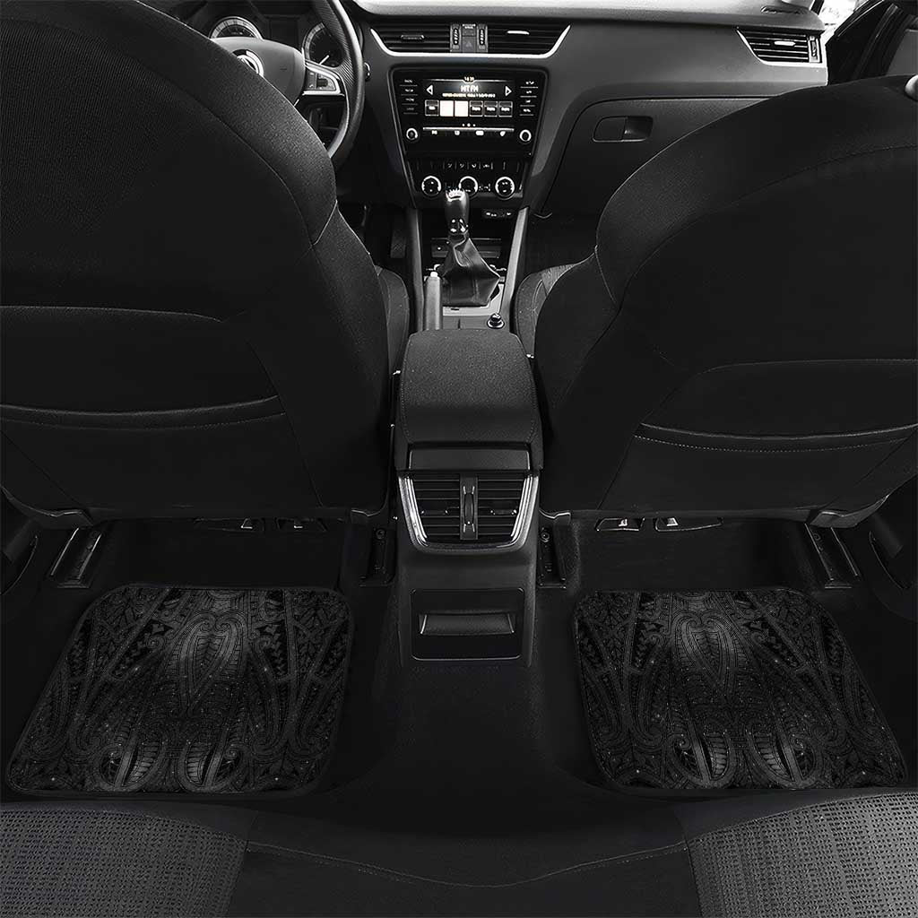 New Zealand Matariki Car Mats Maori Moko Black Galaxy LT05 Set 2pcs - Back Black - Polynesian Pride