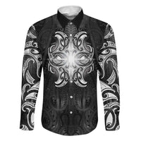 New Zealand Matariki Family Matching Long Sleeve Bodycon Dress and Hawaiian Shirt Maori Moko Black Galaxy