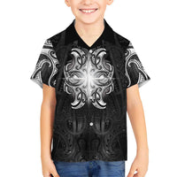 New Zealand Matariki Family Matching Mermaid Dress and Hawaiian Shirt Maori Moko Black Galaxy