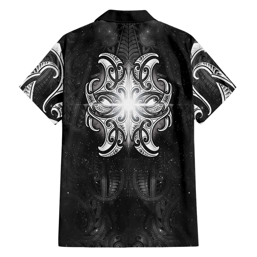 New Zealand Matariki Family Matching Short Sleeve Bodycon Dress and Hawaiian Shirt Maori Moko Black Galaxy
