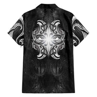 New Zealand Matariki Family Matching Short Sleeve Bodycon Dress and Hawaiian Shirt Maori Moko Black Galaxy