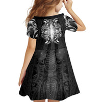 New Zealand Matariki Family Matching Summer Maxi Dress and Hawaiian Shirt Maori Moko Black Galaxy