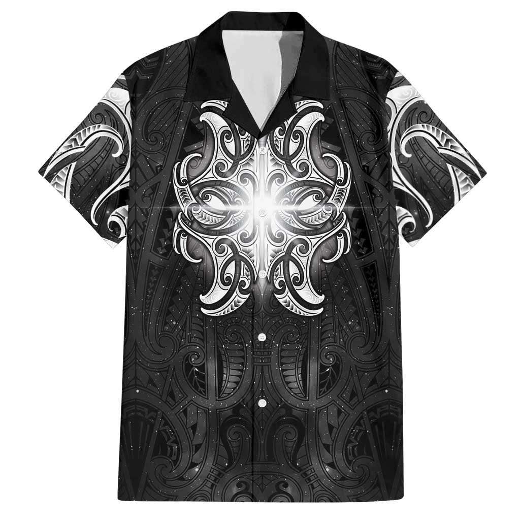 New Zealand Matariki Hawaiian Shirt Maori Moko Black Galaxy