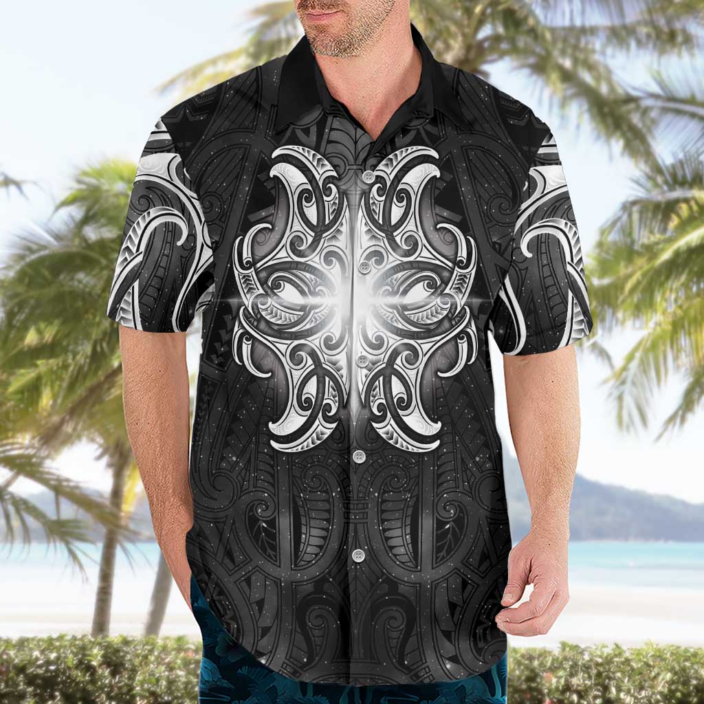 New Zealand Matariki Hawaiian Shirt Maori Moko Black Galaxy